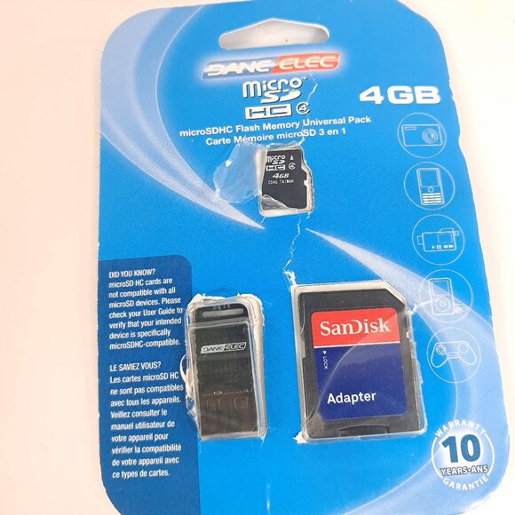 Dane Elec SanDisk adapter MicroSDHC Flash memory 4 GB San Disk Vintage - Picture 1 of 6